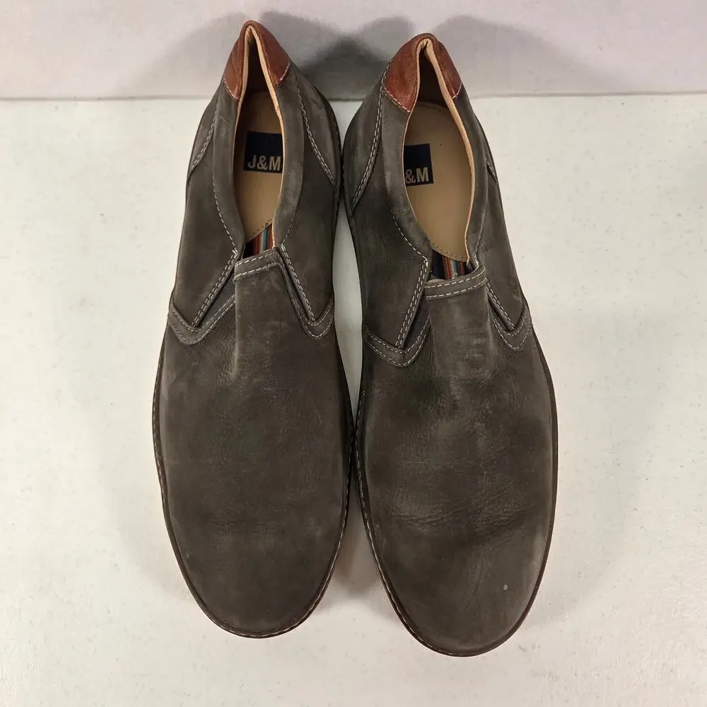 J&M Brown Leather Slip On Loafers Casual Comfort Shoes Mens 11M NWOT